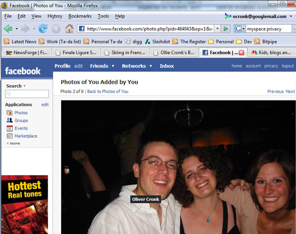 Facebook tagging - picture of me with some former colleagues