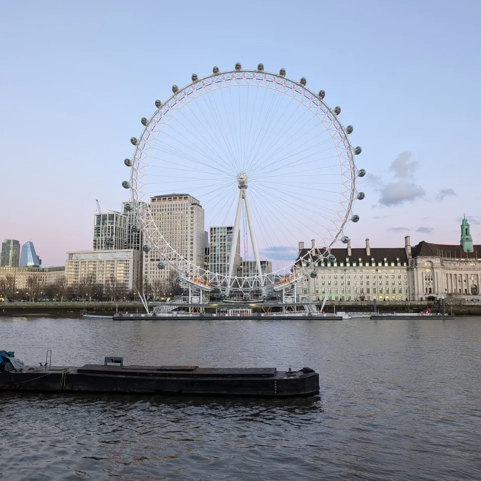 London Eye at dusk, River Thames